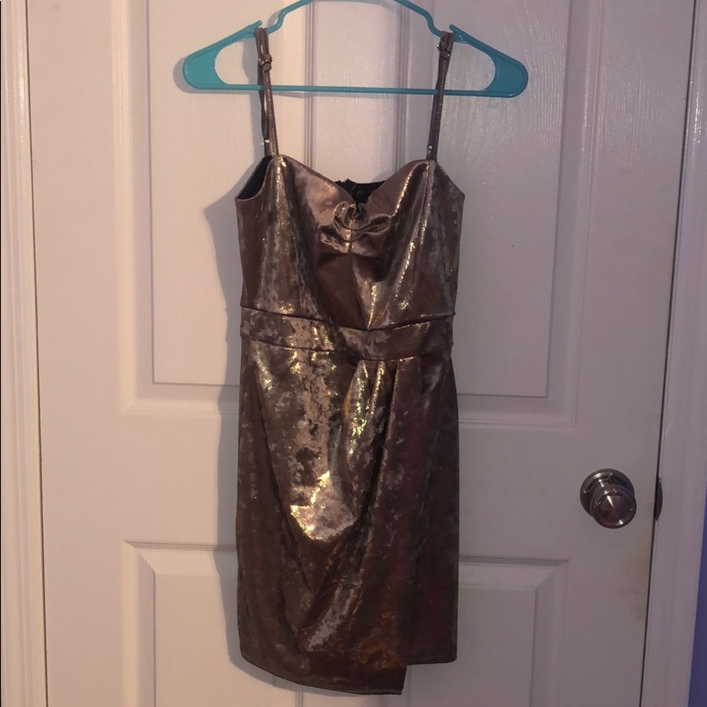 Zara Basic gold mini dress